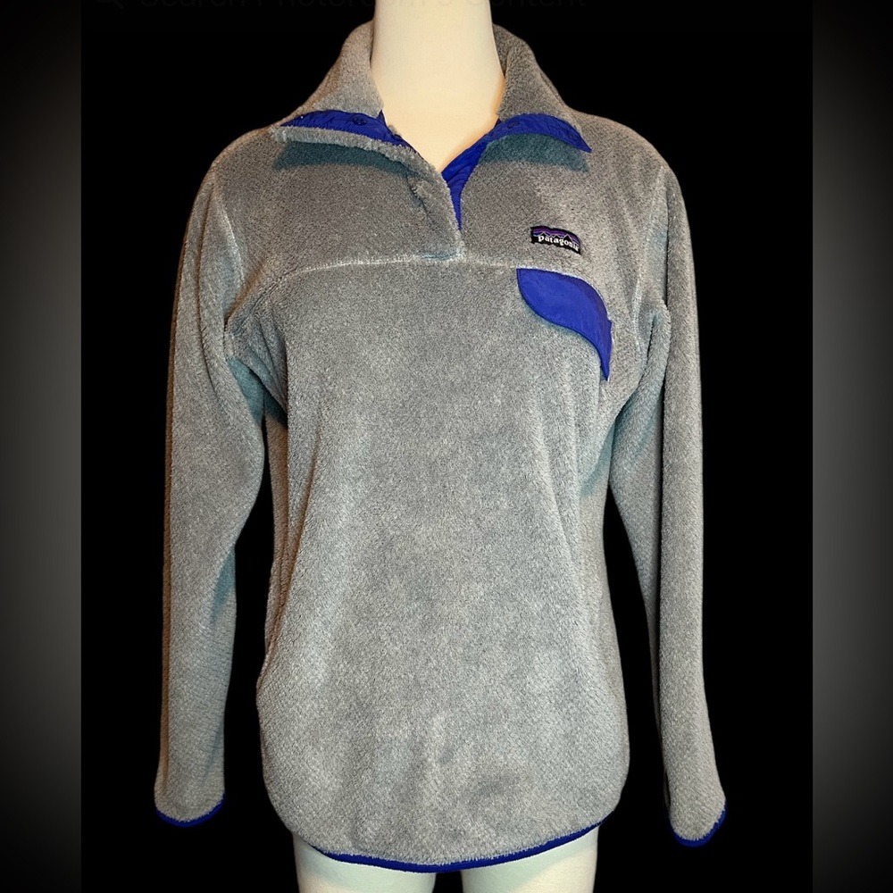 Patagonia Gray Purple Re-Tool Snap-T Pullover Fleece Sweater - Women's Large